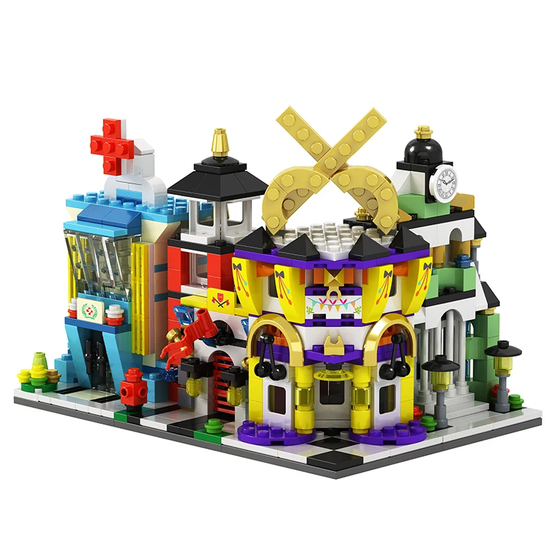 Mini Street View Toys Plastic Building Block Hot Sell DIY Assembly Educational Building Blocks Toys For Kids