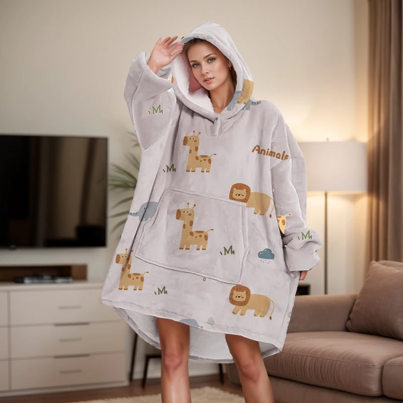 China Factory Adult Wearable Hoodie Blanket With Socks Oversized Hooded Custom Sherpa Blanket Sherpa Socks Blanket For Winter