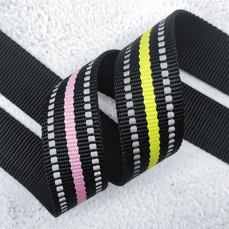 Custom Size Color Bright Hi-Vis Reflective Polyester Nylon Webbing For Garment Accessories Bag Strap Pet Collar