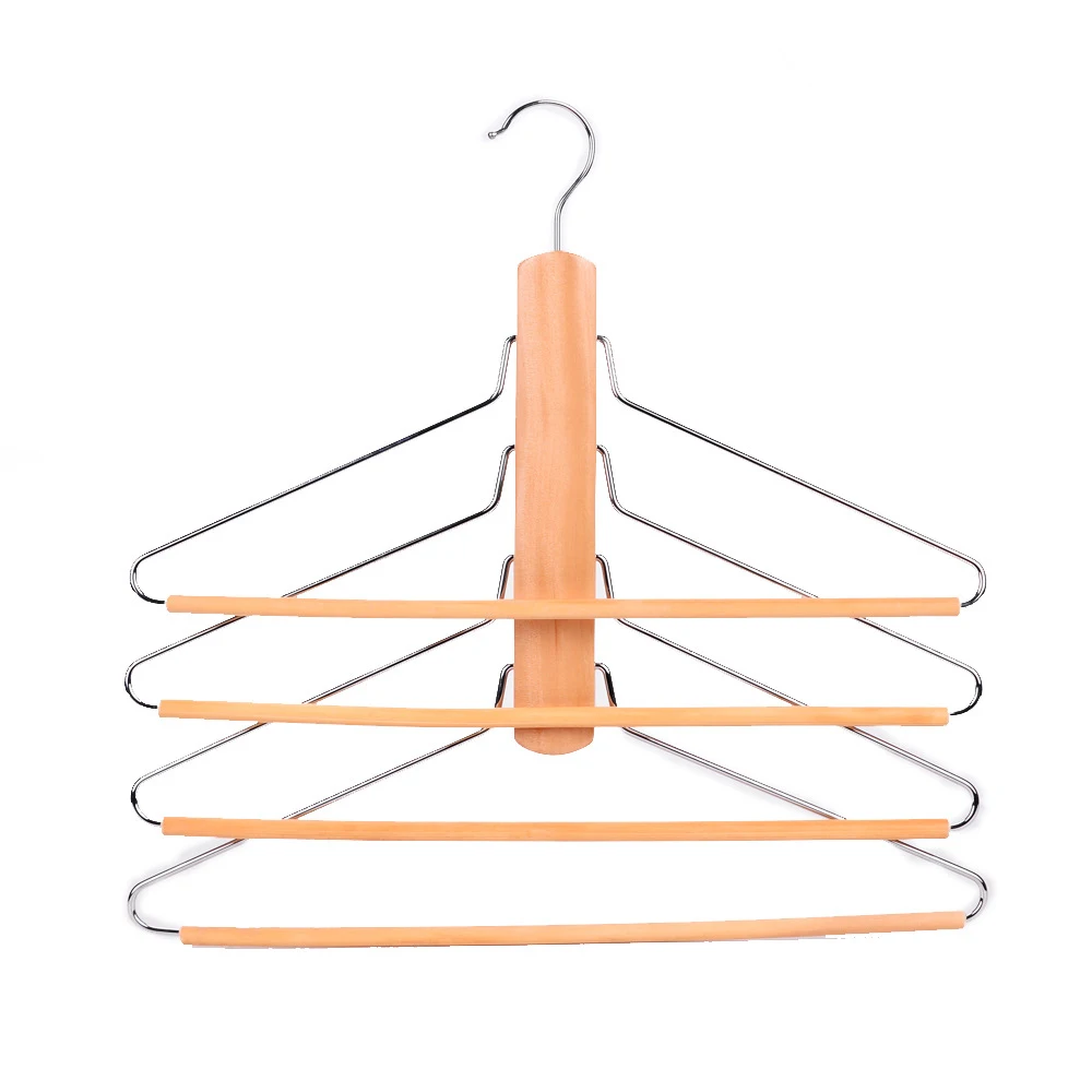 Wood folding cloth hangers multi-layer display hot selling no trace pants hangers wooden clothes hanger rack