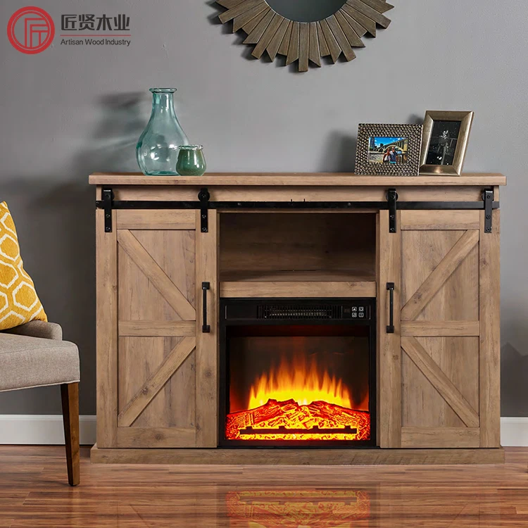 Living Room Furniture Heater Electric Fire Place Media Console Wall Unit Tv Cabinet with Fireplace