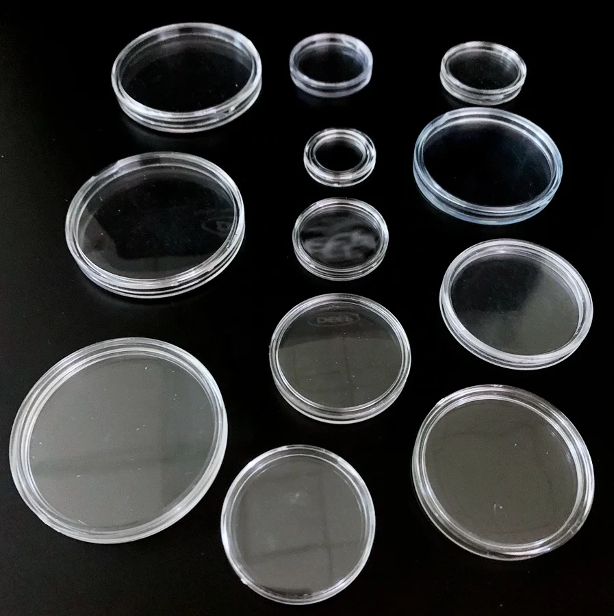 
Оптовая продажа с фабрики, капсулы для монет, внутренний диаметр от 18 мм до 70 мм, акриловая коробка для монет, выпуклая дуга, высококачественный акриловый материал 