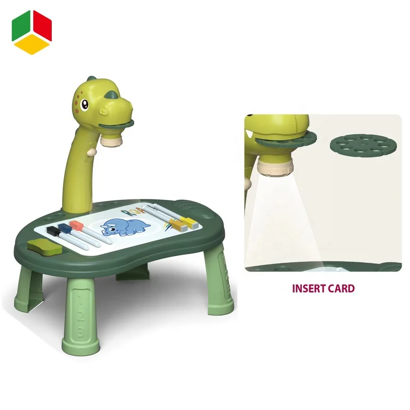 QS Hot Sale Parent-child Interactive Color Projector Art Dinosaur Drawing Desk Children Projection Drawing Board Toys For Sale
