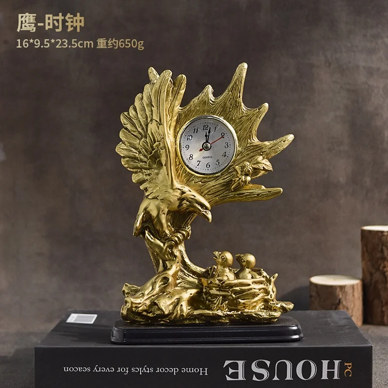 luxury decor home decor pieces decorative deer eagle lion tiger statue set with desk table clock