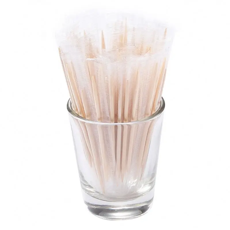Double Sided Round Sharp Wooden Toothpick Non-Oriented PP Plastic Packaging with Lid