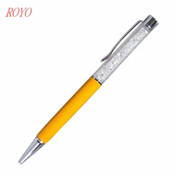 Высококачественная рекламная подарочная металлическая шариковая ручка с кристаллами и гравировкой, шариковая ручка с логотипом на заказ, металлические кристаллические ручки