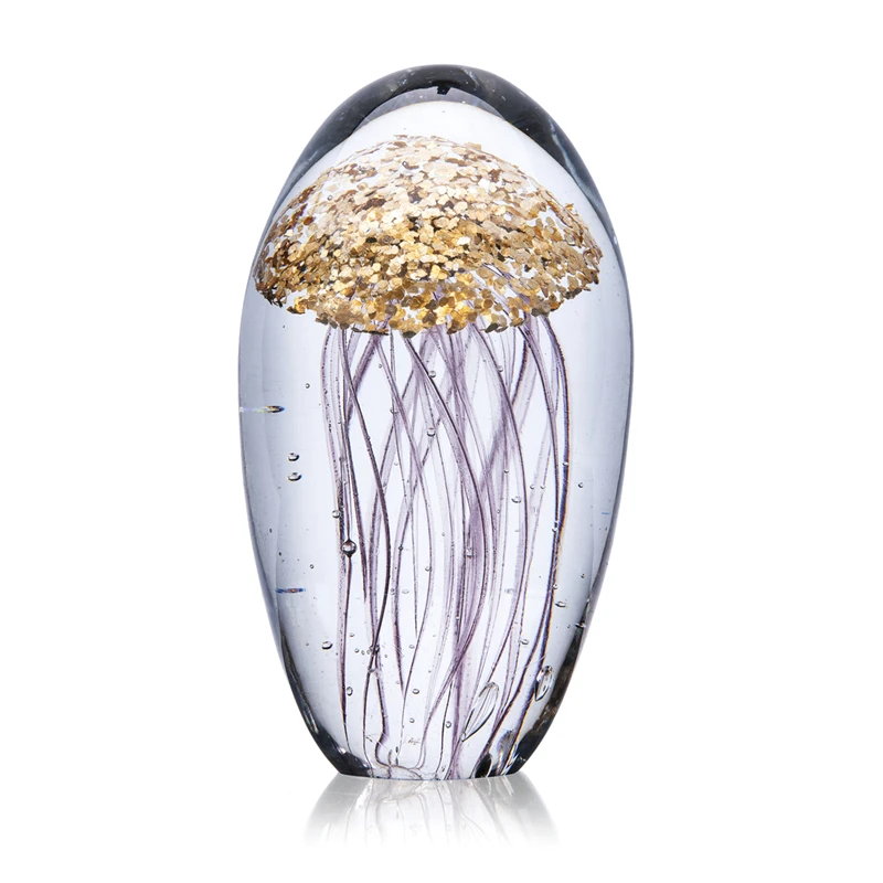 Jellyfish Paperweight Desk Ornament H&D Glass Hand Blown Crystal Figurine Home Decor Glass Art Home Decoration Europe Folk Art