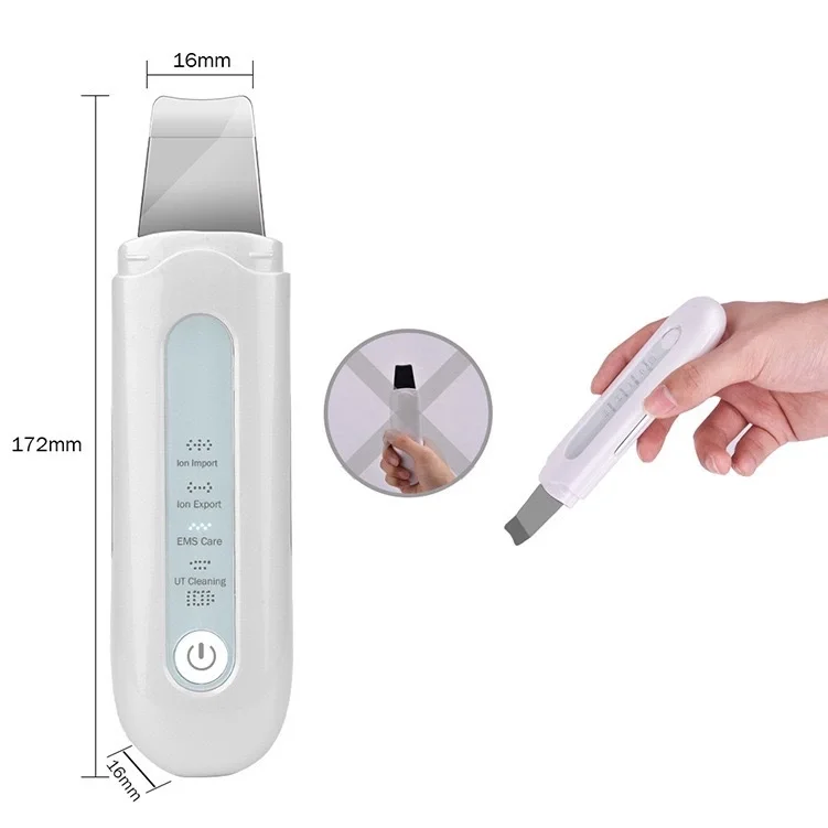 Hot wholesale  professional acne pore skin facial cleansing scraper ultrasonic scrubber spatula  for face
