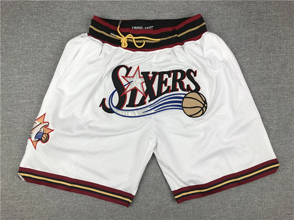Heat  Bulls basketball shorts wholesale pocket zipper embroidered mesh basketball shorts