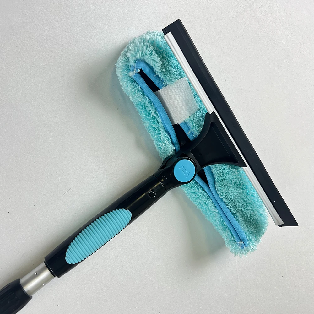 Double-Sided Telescopic Window Cleaner with Long Handle Aluminum Metal Plastic Rubber Squeegee Wiper for Glass Mirror Cleaning