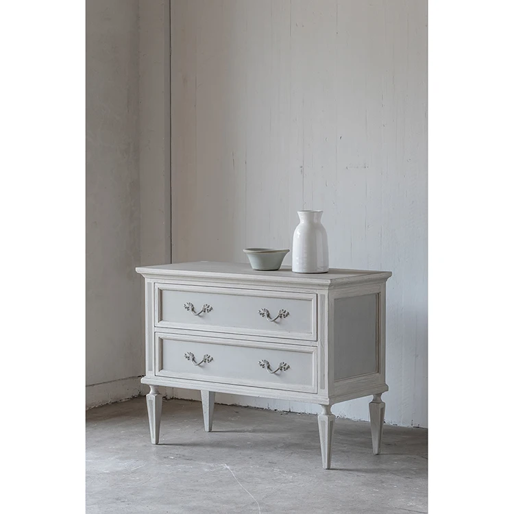 French classic style antique reproduction living room furniture reclaimed white pine wood drawer chest