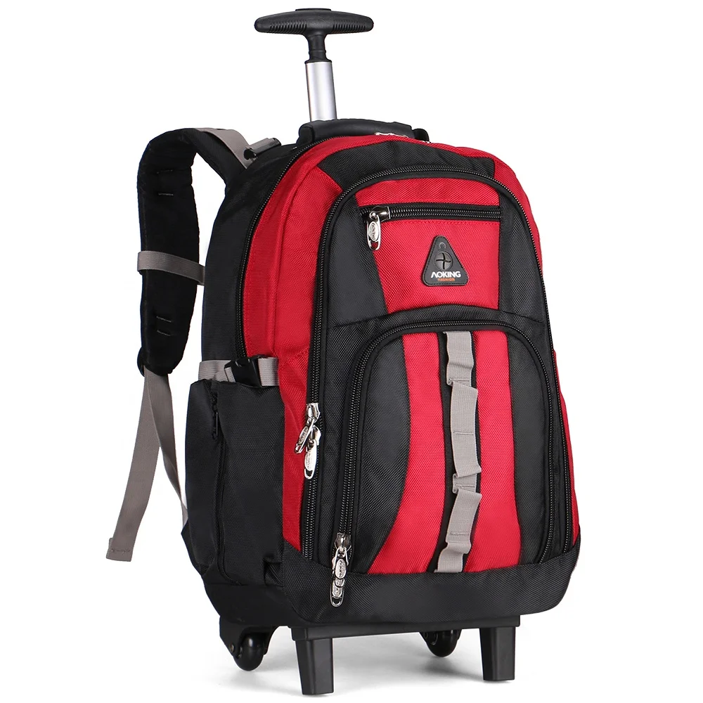 Promotion Aoking classic style 18 inch 1680D polyester teenagers large school bags kids backpack with trolley wheeled
