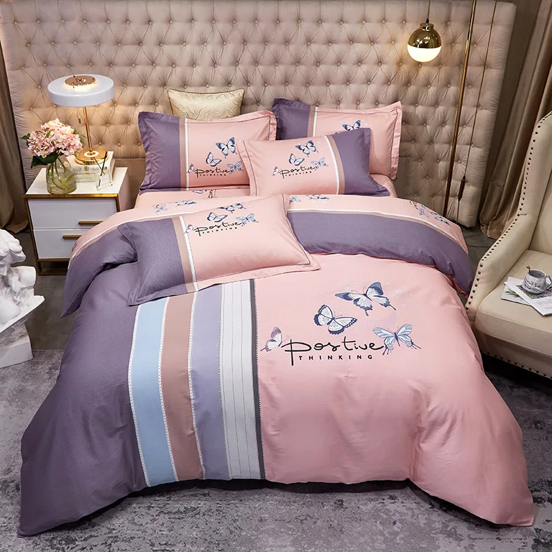 2022 new cotton printing light luxury Bed Skirt family bedroom Bedding Set