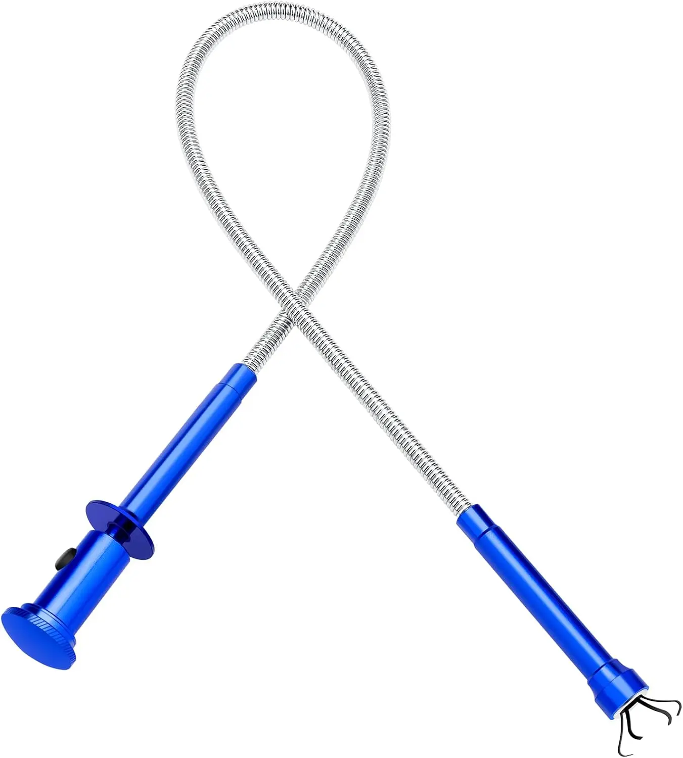 magnetic grabble gripping flexible toilet gadget sewer  LED light spring rod stretchable cleaning claw pick up tool