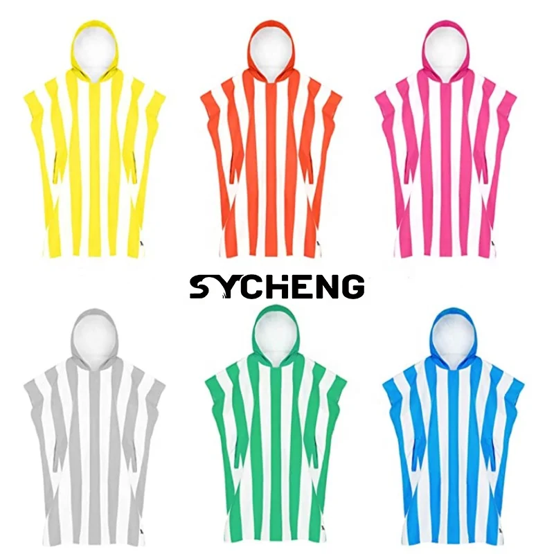 cartoon printed microfiber children kids adult quick dry hooded poncho soft Beach swimming towels cloak hoodie