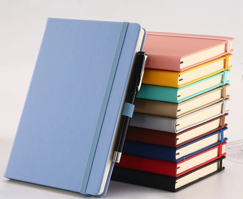 Business Custom Logo A5 Strapped Reusable Classmate Notebook Printing Gift Set Book PU Leather Diary Wholesale