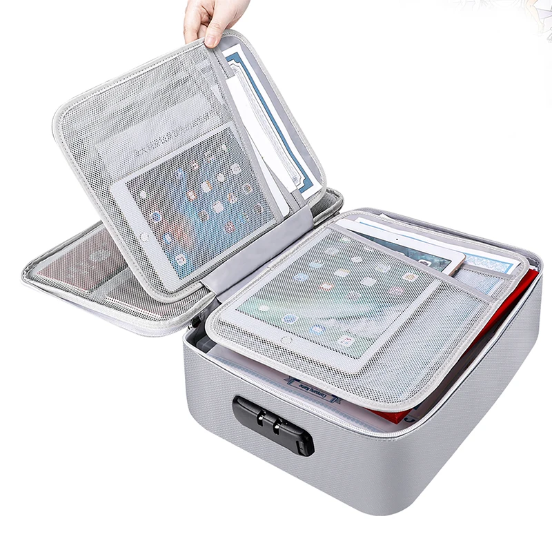 Dust-proof Silicone Coated Fiberglass File Cash Passport Legal Documents Storage Bag Fireproof Money Document Organizer Bags