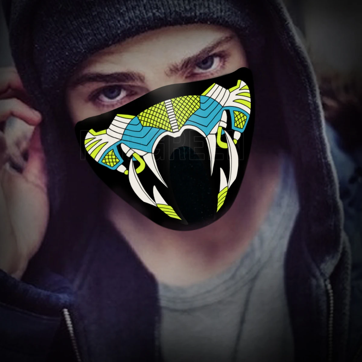 drop shipping STOCK led flashing mask sound voice controlled el flashing light up mask