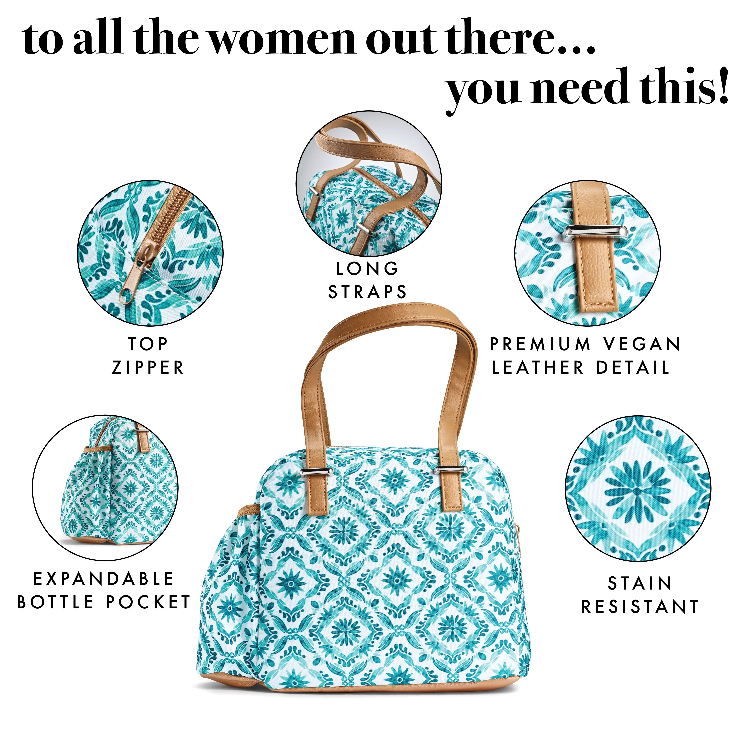 Factory Provides Best Quality Insulated Cooler Thermal Fashion Zipper Women Lunch Tote Bag