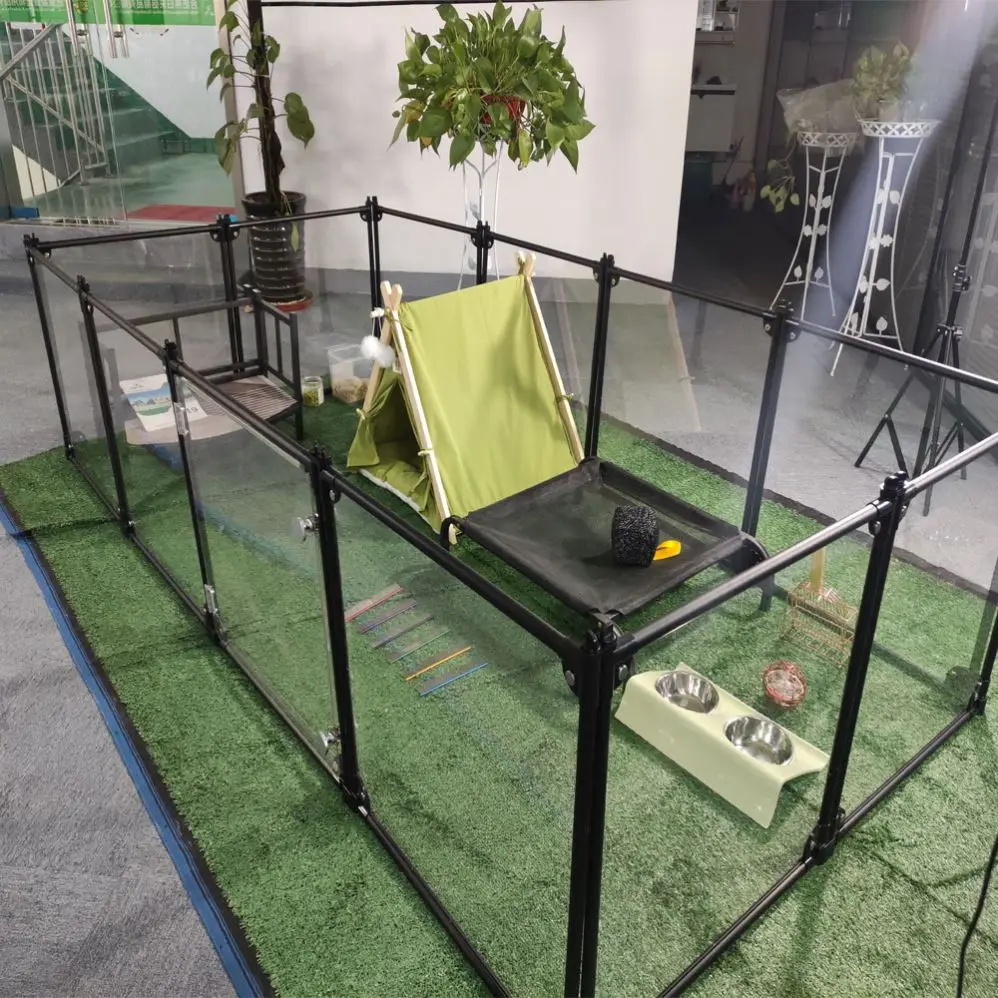 Removable Acrylic Dog Playpen Dog Fence 12 Panels Portable Foldable Pet Playpen Carton Customized Logo Fashion Breathable Button
