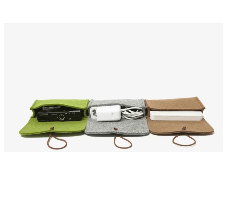 wholesale cheap Phone Storage Wool Felt Power Charger And Mouse Travel Pouch