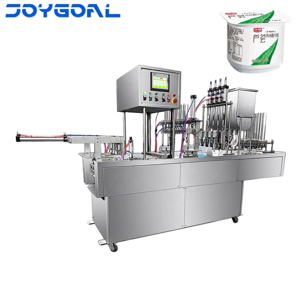 High quality full automatic preformed cup liquid filling and sealing machine for beverage milk yogurt plant
