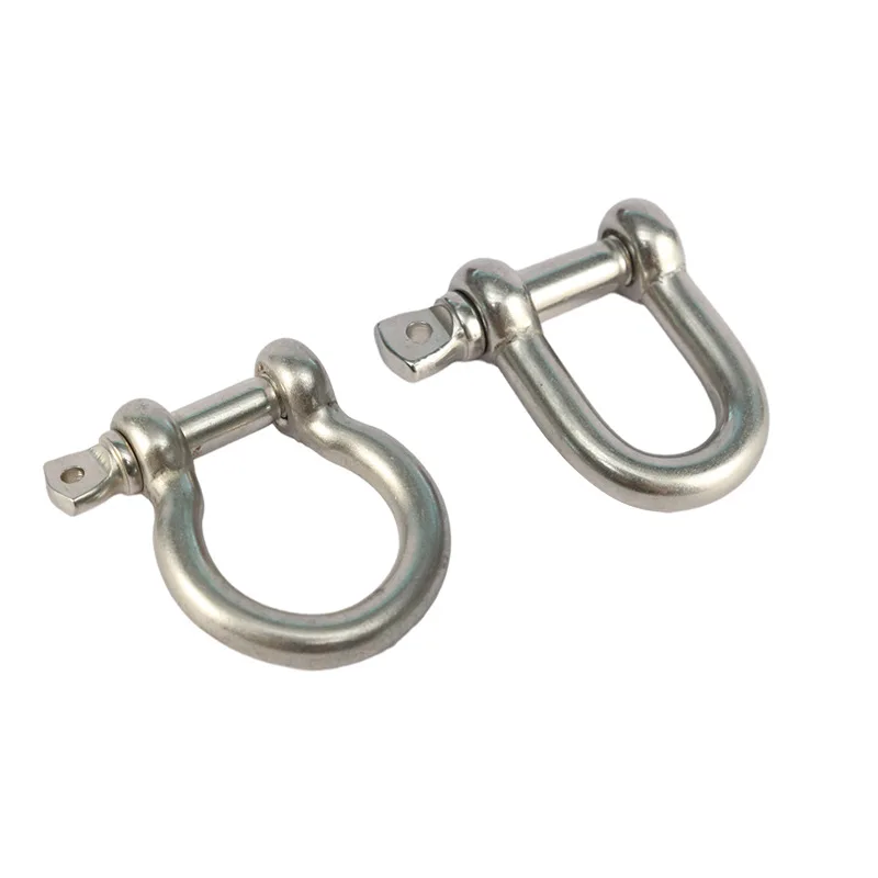 High Quality Stainless Steel 304/316 D Shaped Carabiners Shiny U Horseshoe Lock Buckle with Carbon Steel Pin