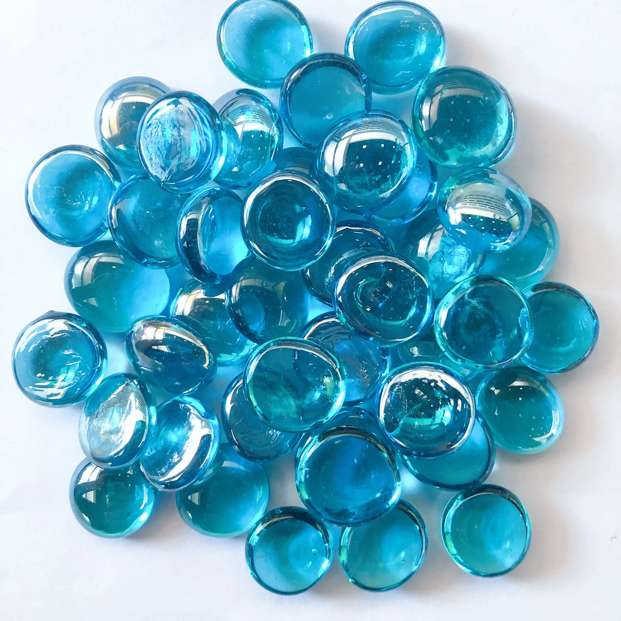 Плоские стеклянные бусины Aqua Blue для камина и пожарной ямы светоотражающий стеклянный