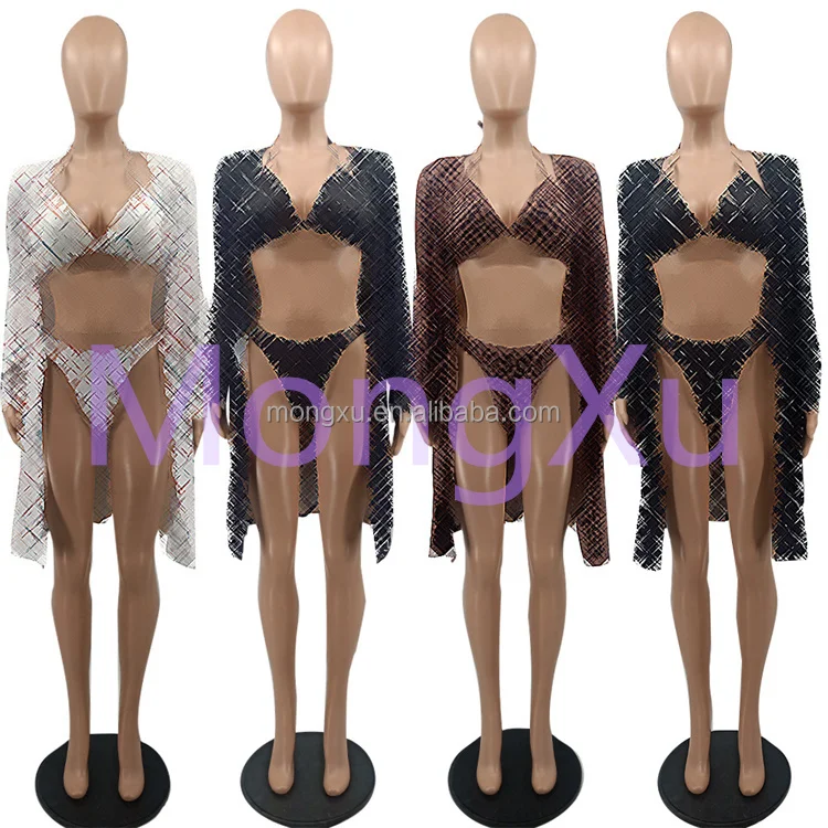 Famous Designer Sexy Fashion Bikini Set Beach Three Piece Swimsuit With Chest Pad Designer Swimsuit