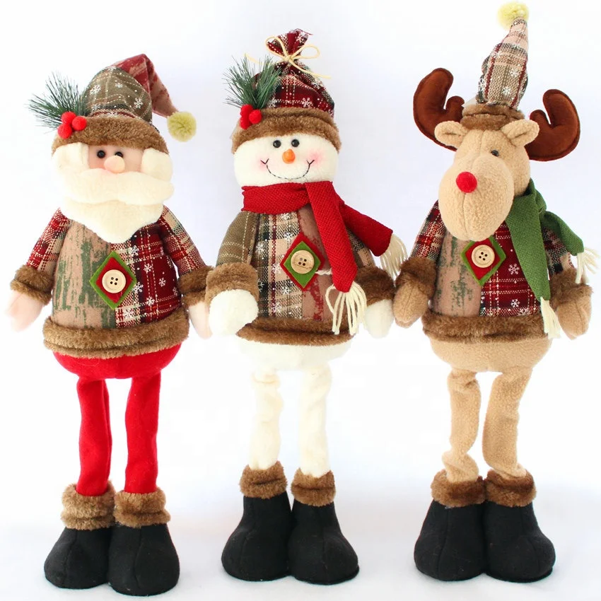 Christmas Dolls Tree Decor New Year Ornament Reindeer Snowman Santa Claus Standing Doll Christmas  Decoration Merry Christmas