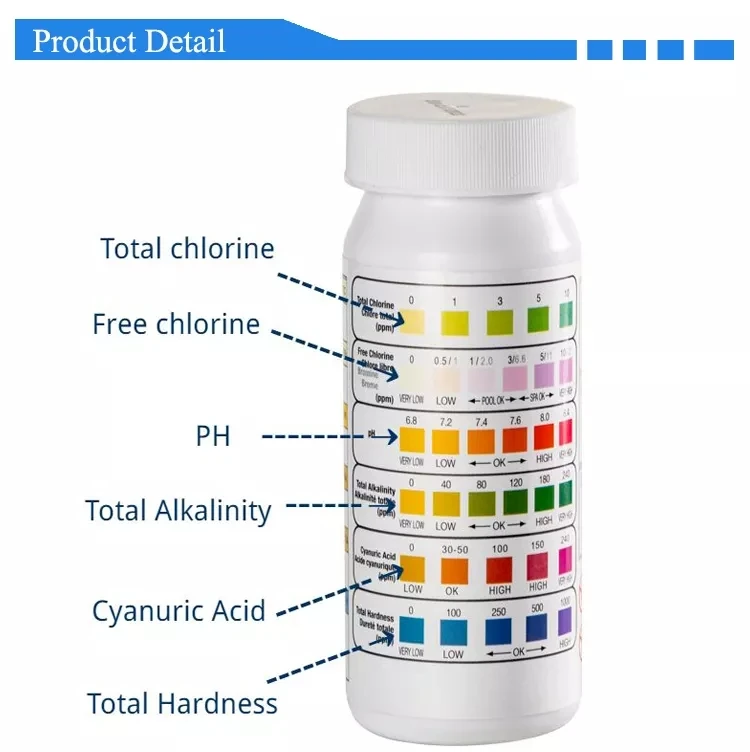 Fast Rapid Show Easy Operate Swimming Pool Water PH Chlorine Bromine Test Strip 3in1 4 in1 5 in1 6 in1