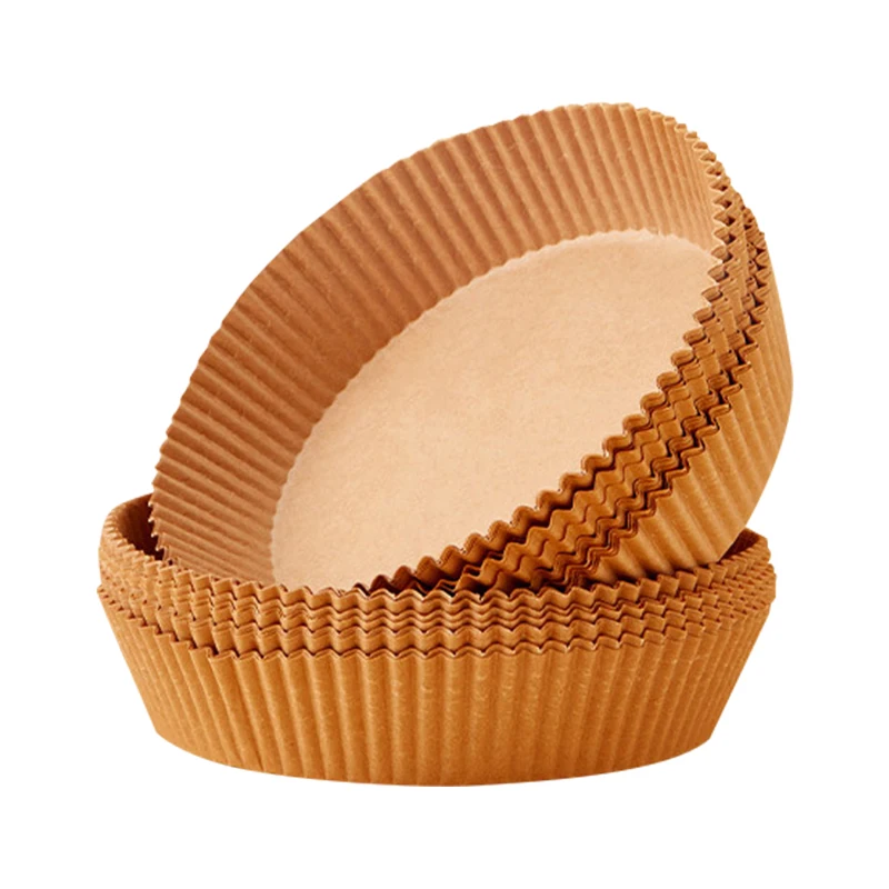 AIUDO Food Grade Heat Resistant Non-stick Round Square 100pcs Disposable Paper Liner Parchment Baking Paper Air Fryer Paper