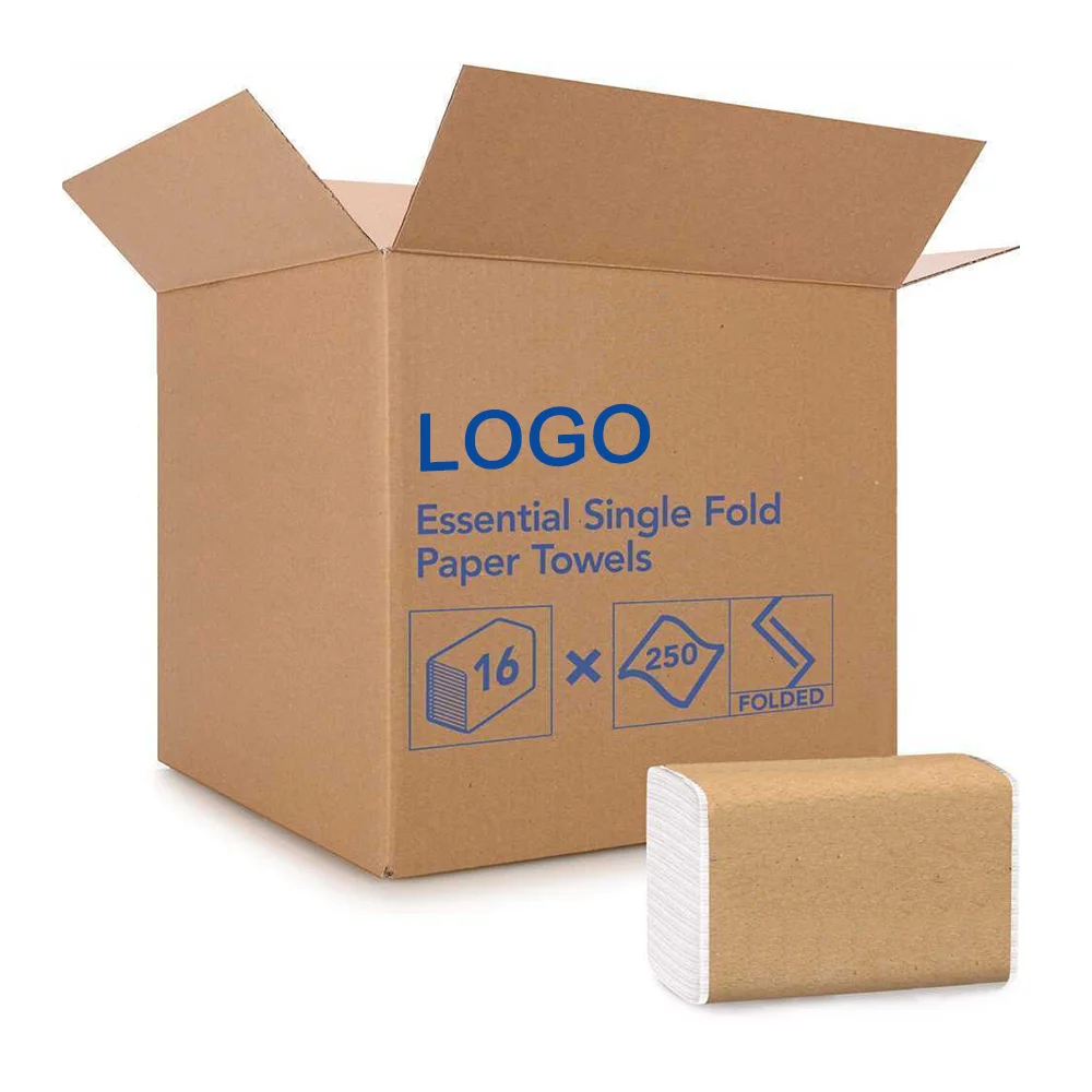 Factory OEM ODM 1 PLY 100 To 300 Sheets Single Fold Brown Paper Towel V Fold Paper Towel