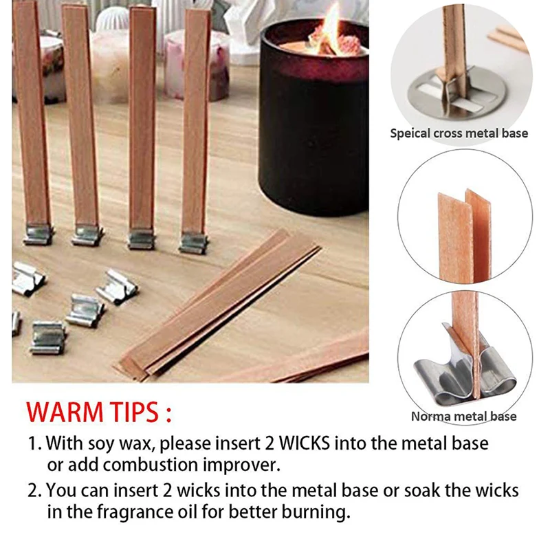 Smokeless Coll Pre-waxed Candles Wood Wick 0.5Mm Crackling Wooden Wicks for Candle Making