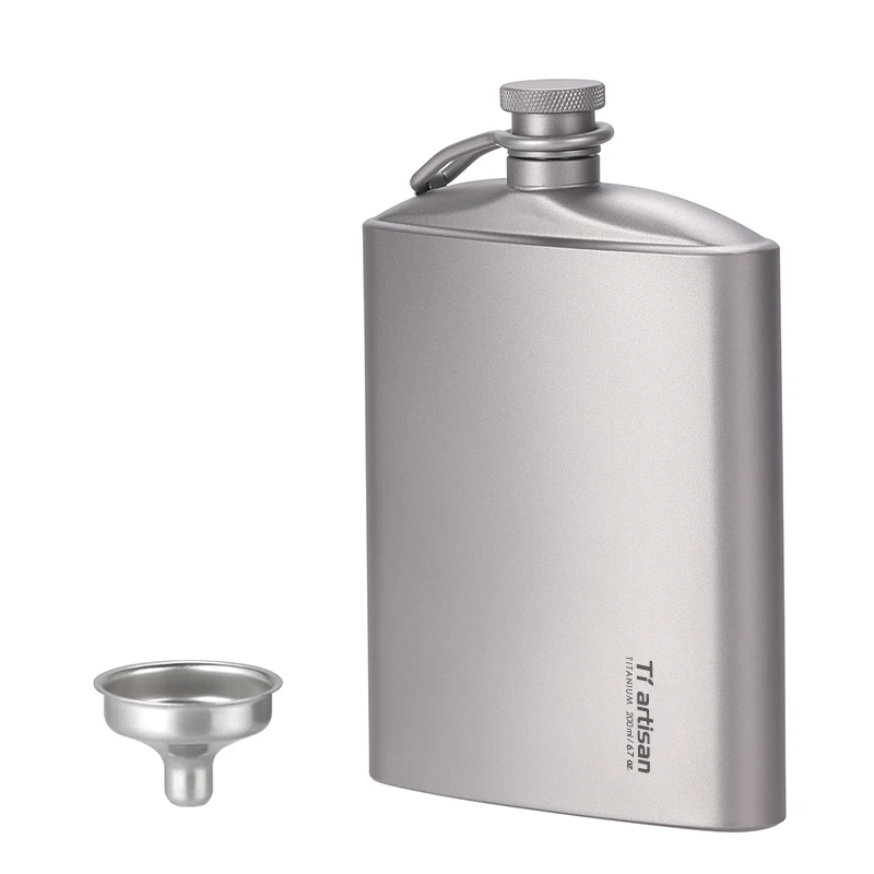 Titanium Hip Flask 220ml/7.74 fl oz, Ultralight Portable Leakproof Pocket Flask Flagon With Screw Clip camping accessories