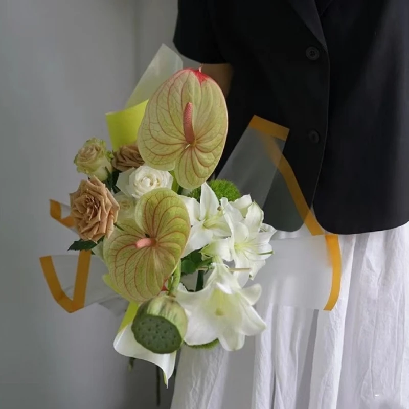 LUCIA  Color Widened Border Cellophane Flower Wrapping Paper Waterproof Transparent Parallel World Wrapping Paper LF160553