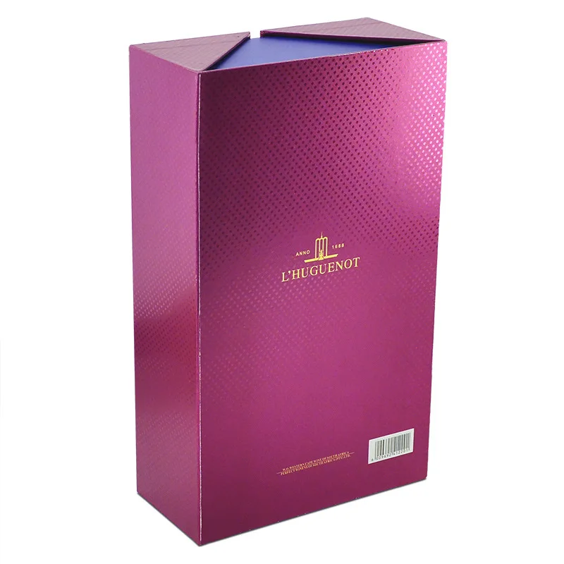 Luxurious Wine Glasses Bottle Packaging Gift Rigid Paper Box Foil golden logo print Double side open paper box