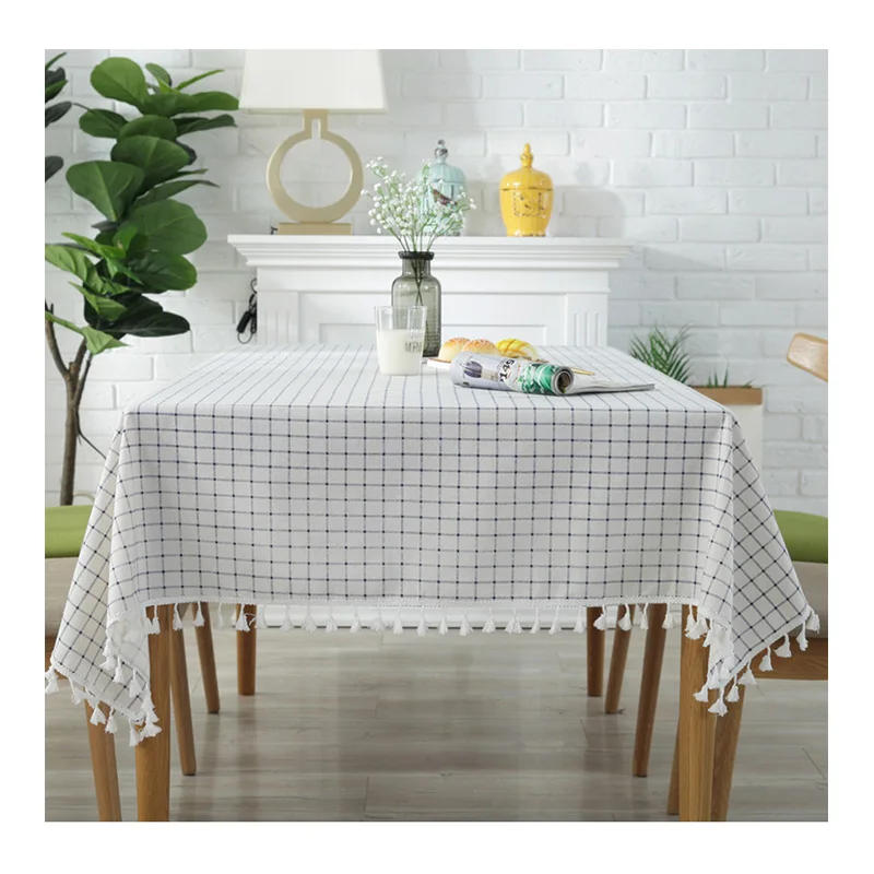Kitchen Black White Grid Table Cloth Rectangular Tablecloth Dining Table Cover