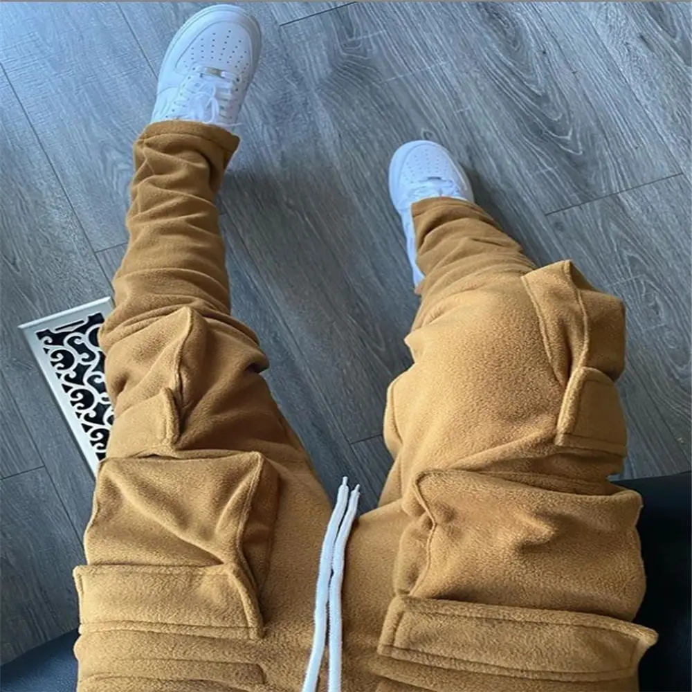 QC Custom Made Men Track Pants pocket Man Stacked Jogger Cargo