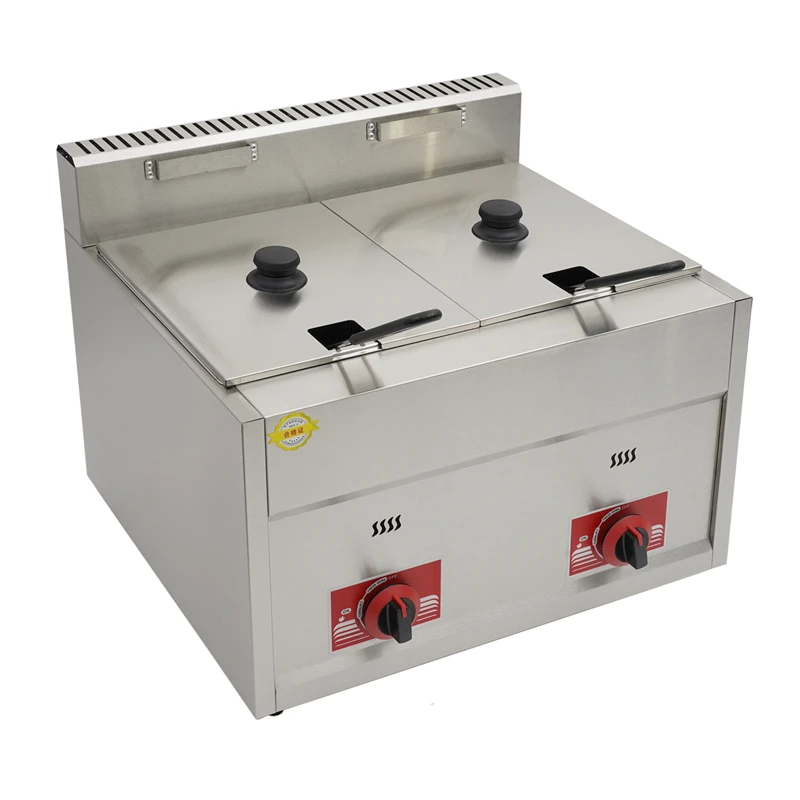 Commercial 6L+6L Gas Deep Fryer pot Double Tank Gas Fryer Machine