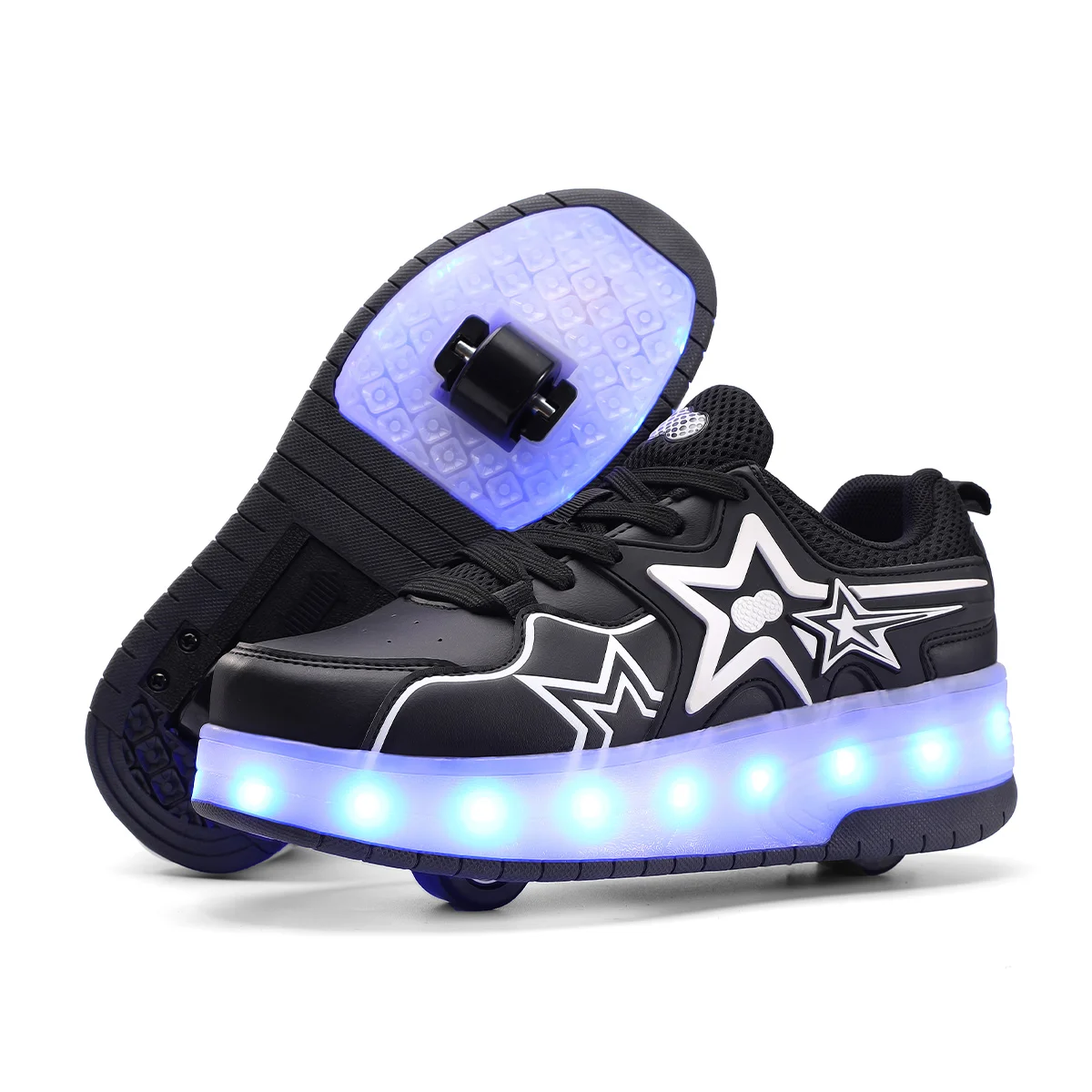 Ready Ship New Design Fashion Walking Skate Sneakers Wholesale 2 Wheels Roller Skate Shoes  with LED