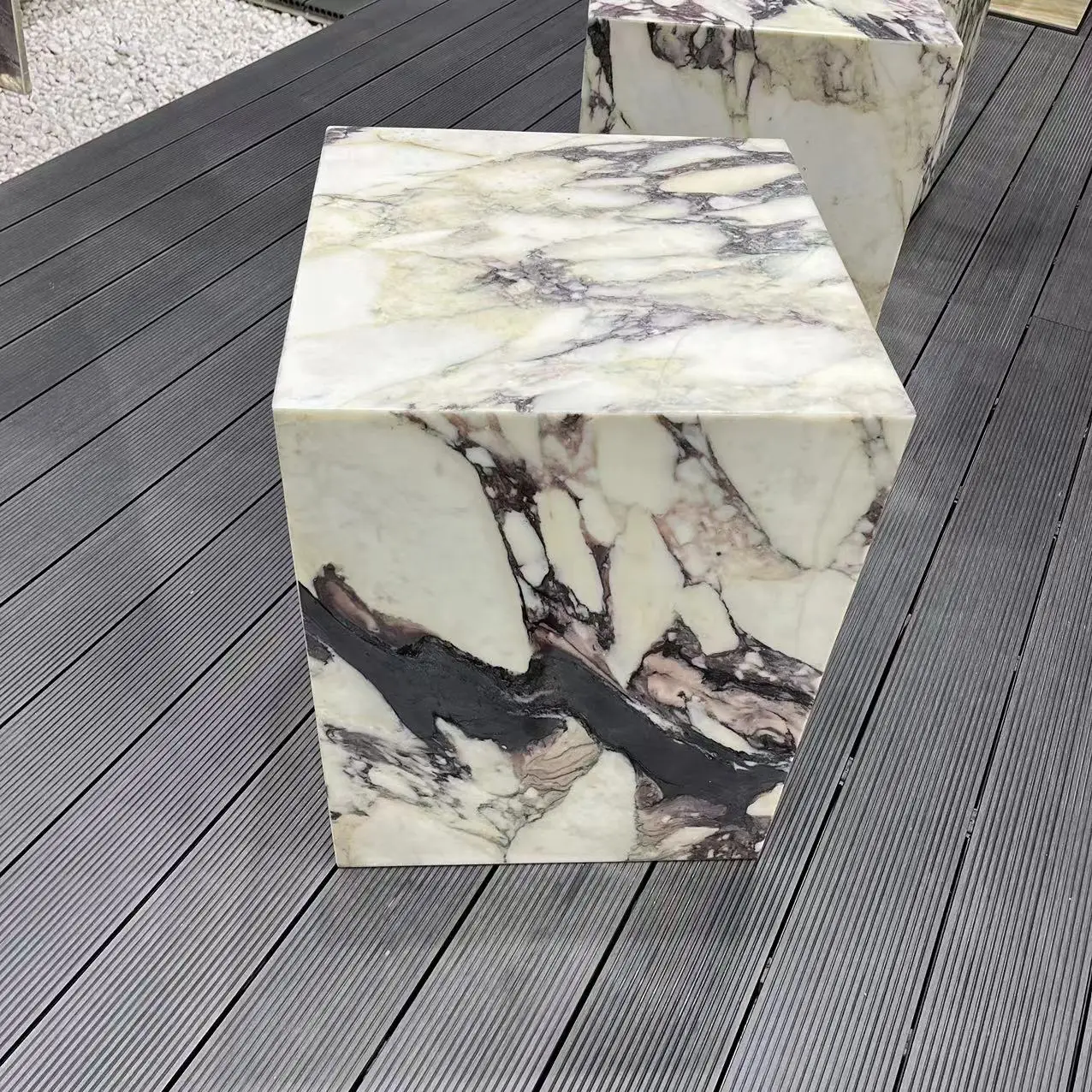 Customized Rectangle Marble Plinth calacatta violet marble side table Pedestal Display Stand sofa table