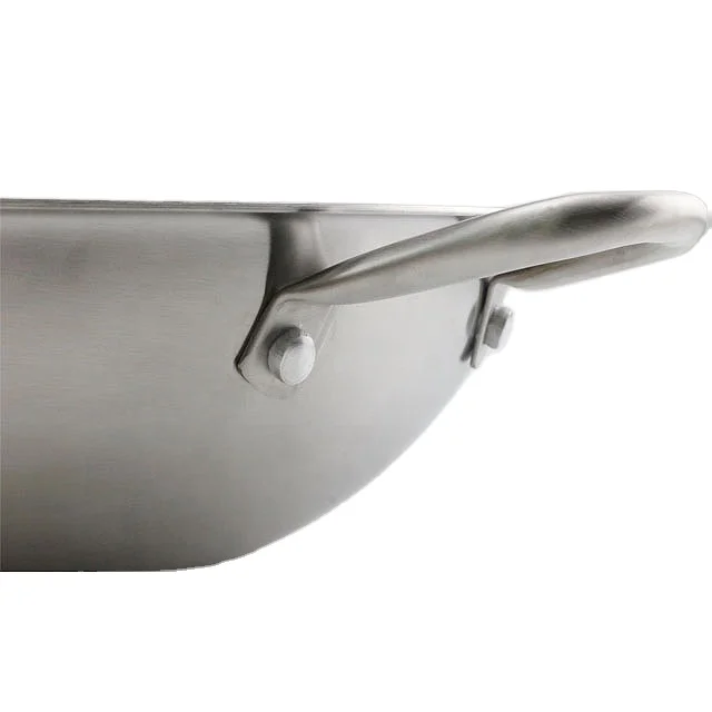 304 stainless steel frying pan 32cm Honeycomb Nonstick wok with double ears steel China Wok