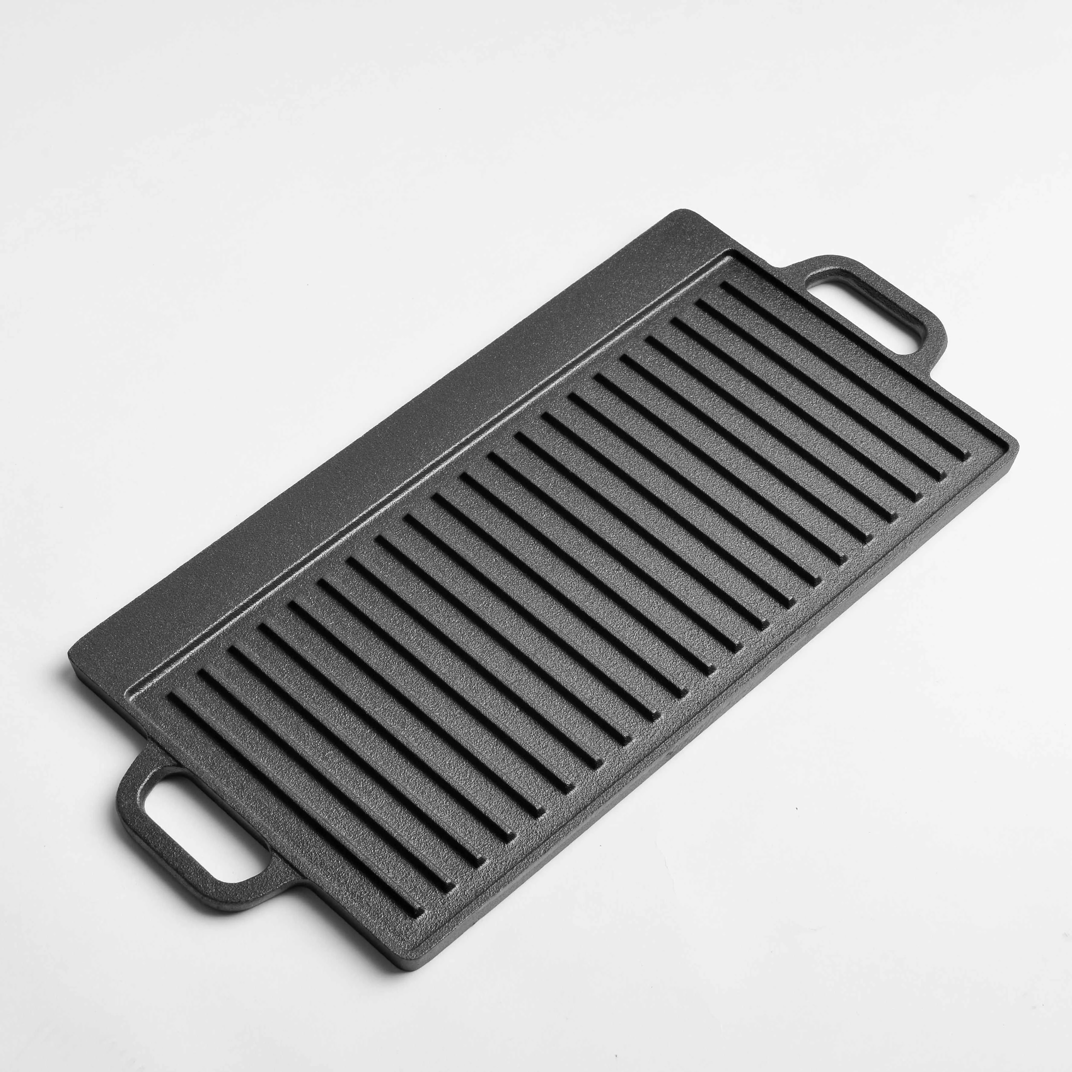 Universal double face rectangular cast iron griddle plate pan