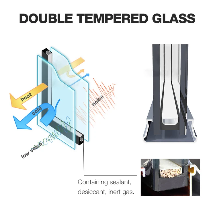 Modern Office Double Leaf Casement Door Tempered Glass Aluminum Hinged Patio Door High Quality Aluminum  French Door