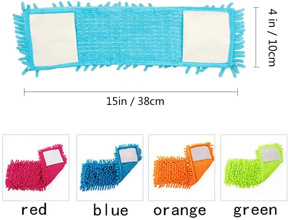 4-pack colorful microfiber clean pad flat mop replaceable dust removal pad