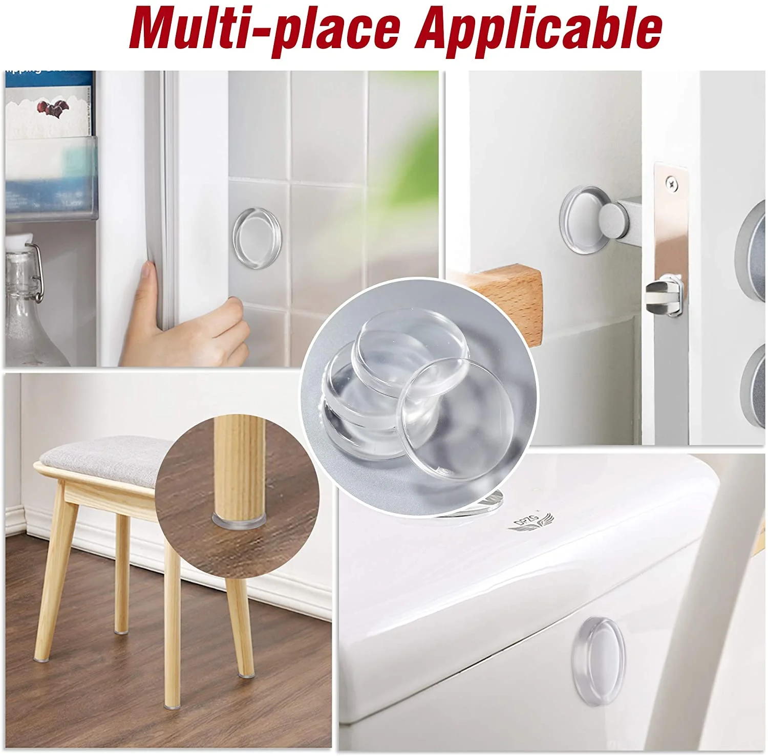 transparent anti-collision round wall protector clear door stopper silicone doorknob stopper