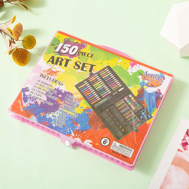 Eco-friendly 150 pieces Crayons Color Pen Set Durable Art Stationery Set for Kids Multi-Color Art Pen Set