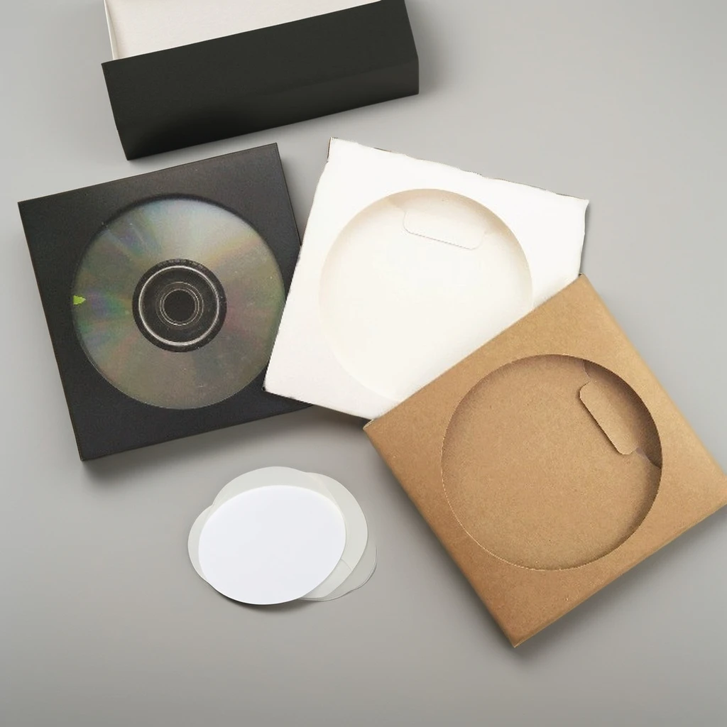 Kraft Paper Hollow Card Photo Envelope Storage Bag CD/DVD Disc with Gold Foil Stamping Embossing & Vanishing Photo Printing