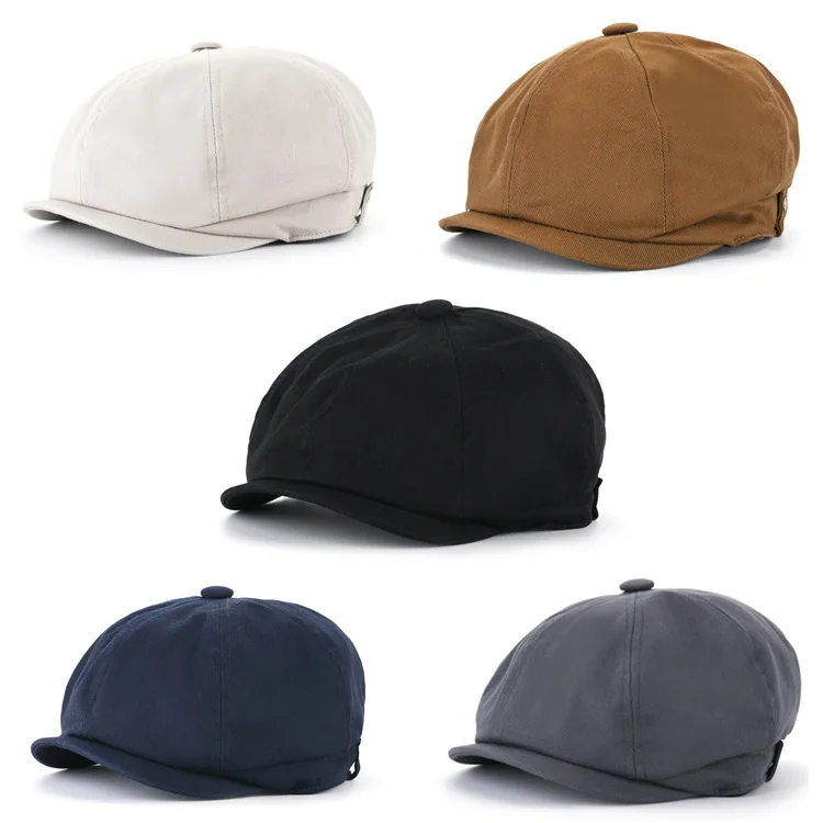 Cotton Breathable Retro Octagonal Hat Large Size Men Flat Peaked Cap Fashion Women Painter Beret Hats